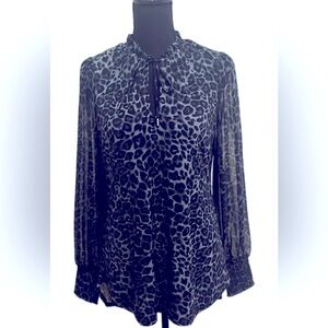 WHBM blue-gray-black leopard print top
